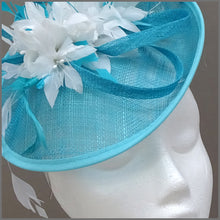 Load image into Gallery viewer, Flower Hatinator in Peacock &amp; White on Headband
