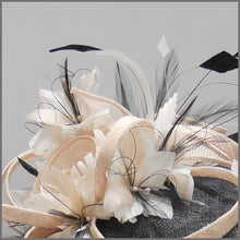 Load image into Gallery viewer, Black, White &amp; Nude Feather Hatinator on Headband