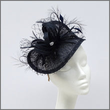 Load image into Gallery viewer, Wedding Guest Hatinator Fascinator in Navy Blue