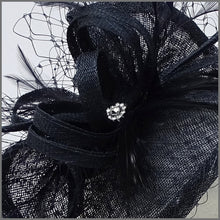 Load image into Gallery viewer, Wedding Guest Feather Fascinator in Navy Blue
