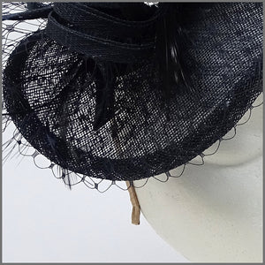 Disc Fascinator in Navy Blue Made on a Headband