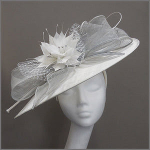 White & Dove Grey Ladies Day Floral Hatinator