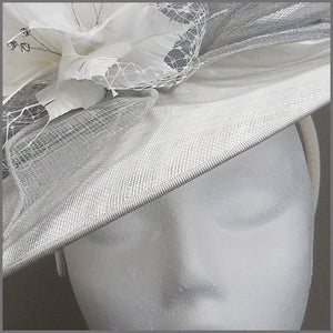 White & Dove Grey Ladies Day Floral Hatinator