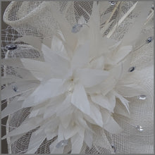 Load image into Gallery viewer, White Formal Fascinator with Feather Flower Cluster