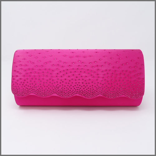Women's Fuschia Pink Satin Clutch Bag for Cocktail Party