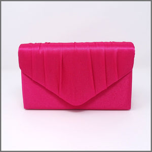 Women's Fuschia Pink Satin Clutch Evening Bag